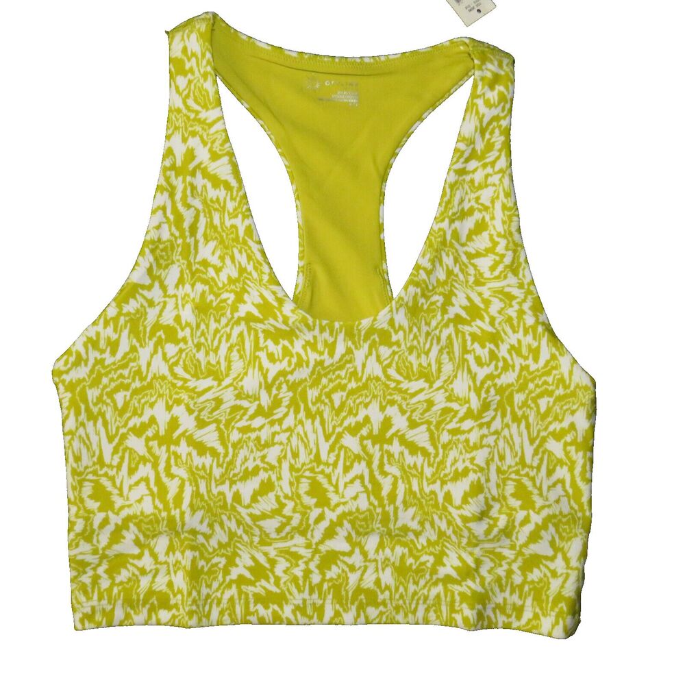 Offline By Aerie Lime Abstract Print Racerback Cropped Tank Top Size Medium